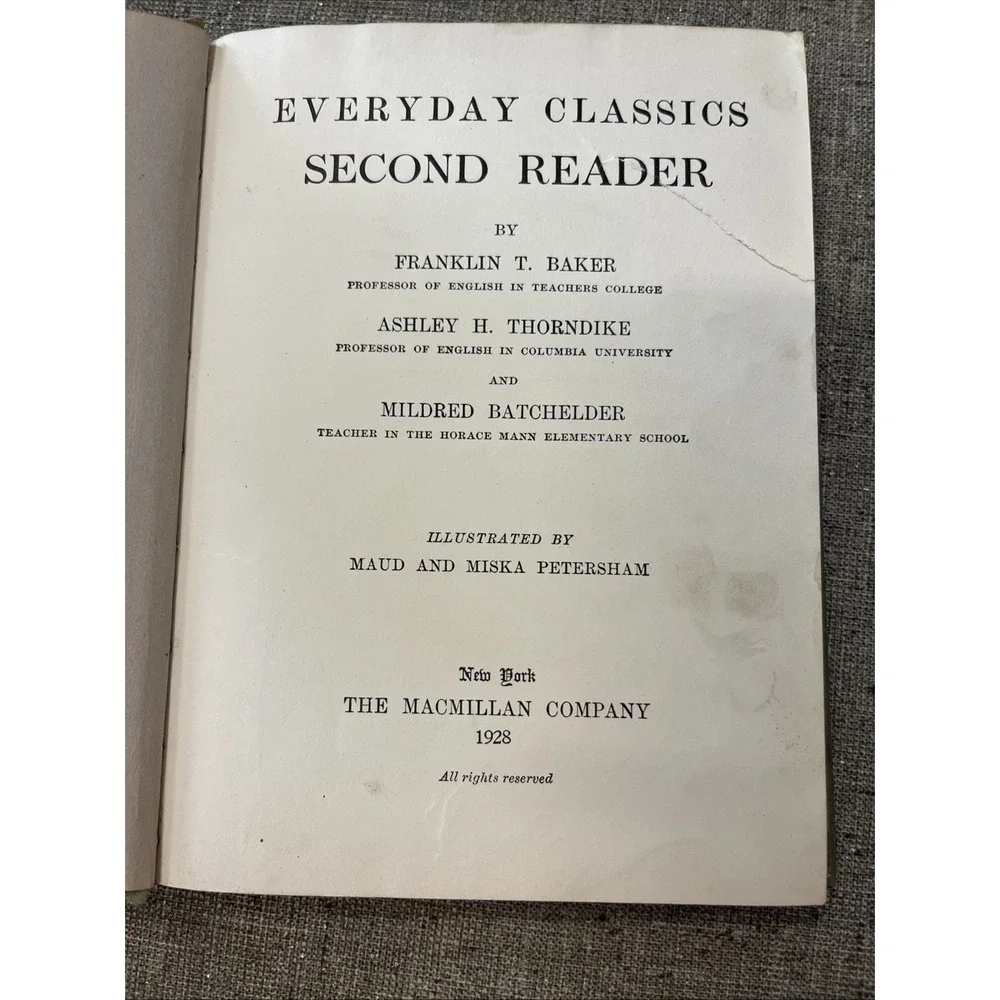 1928 Everyday Classics, Second Reader Vintage‎ Hardcover Baker & Thorndike